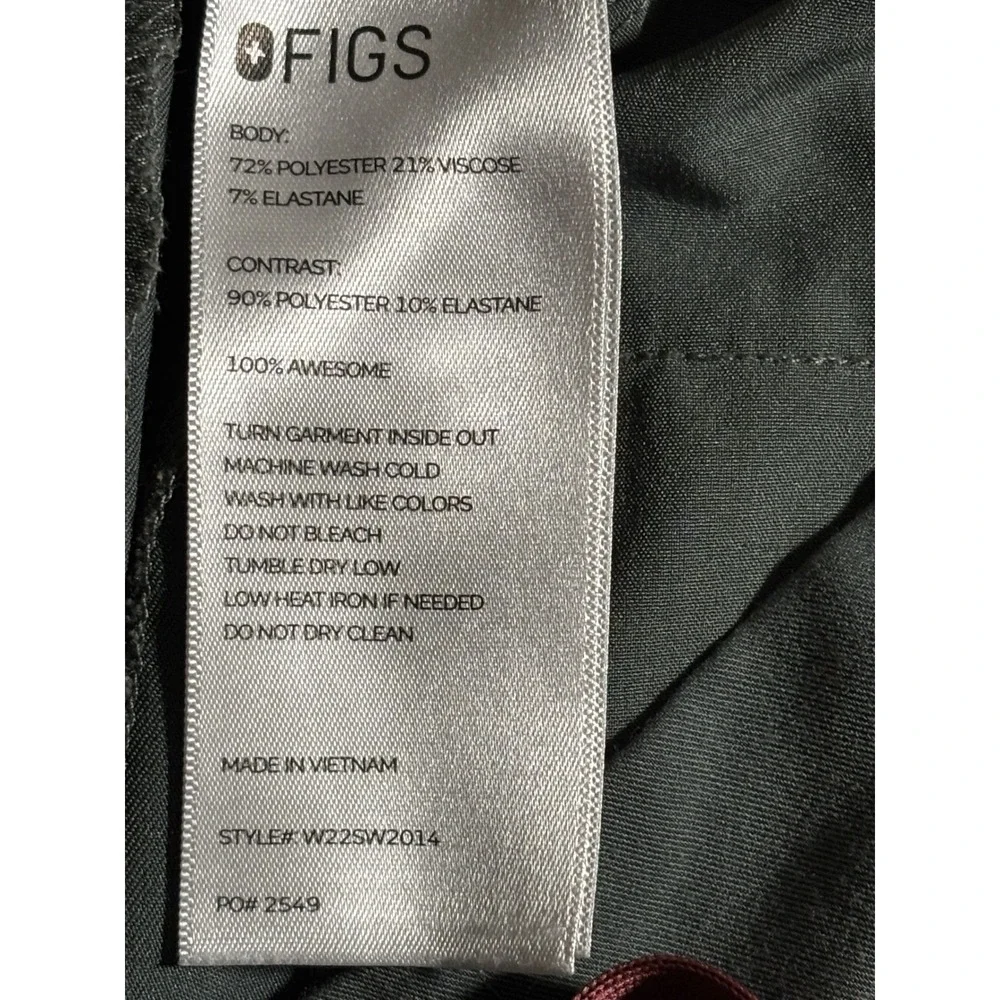 FIGS XS Technical Collection Dark Green Scrub Pants Straight Leg Cargo Medical
